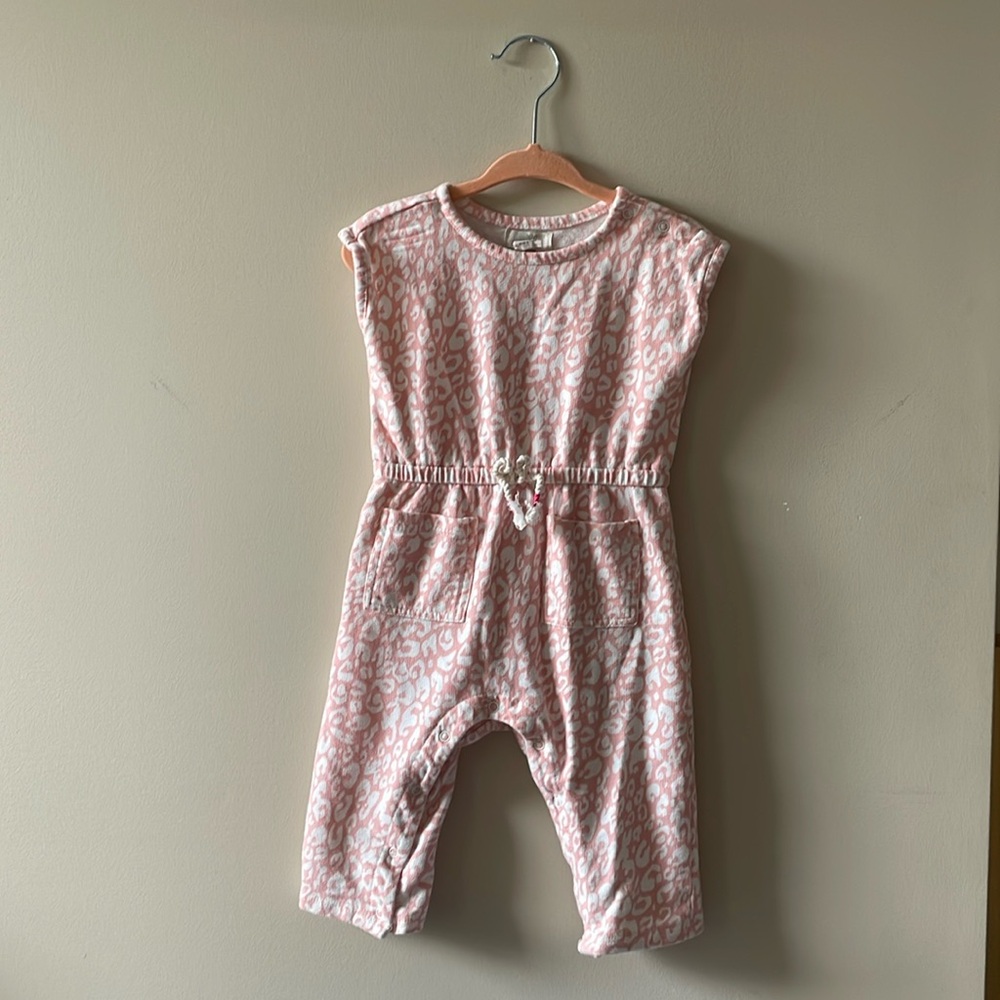 PEEK Baby Pink Cheetah Print Jumpsuit 6-12 months